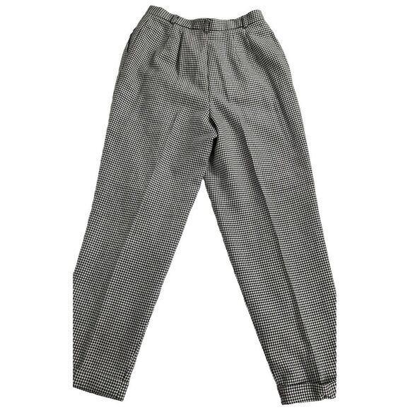 Womens Talbots Vintage Wool Black/White Houndstooth Lined Pants Cuffed Size 12 - Picture 7 of 13